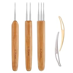 dreadlock crochet hook set with bamboo handle hair locking tool