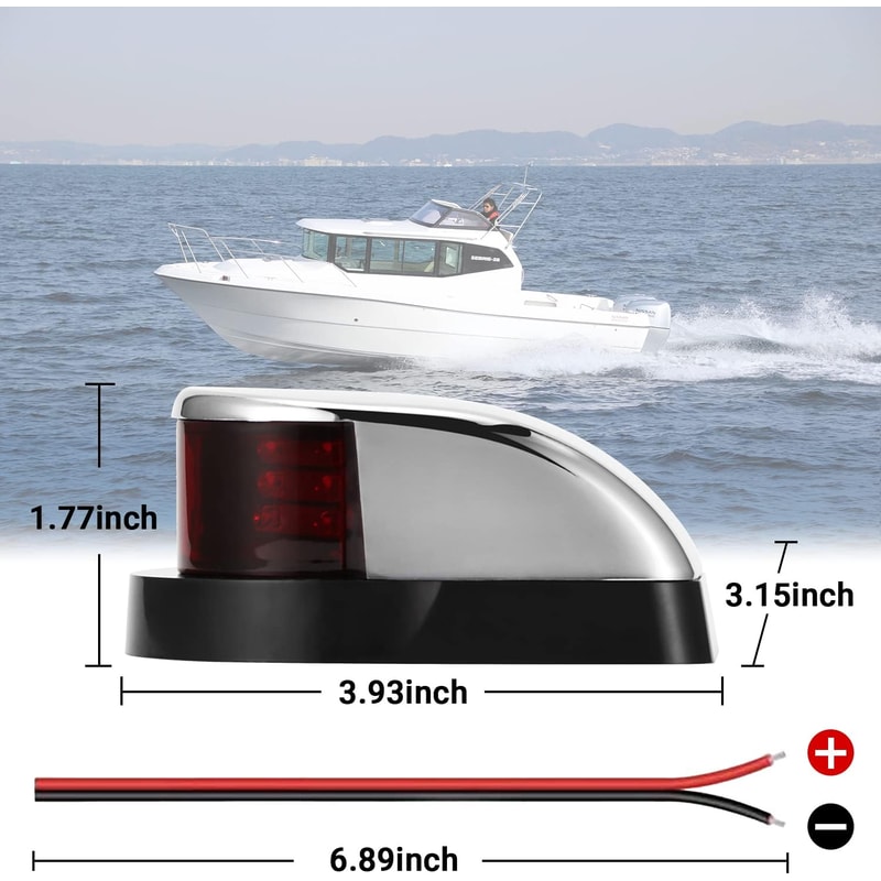 LED Boat Bow Navigation Light Waterproof Red Green Marine Lamp For Pontoon And Fishing Boats 5