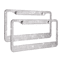 Bling License Plate Frame With Rhinestones Stainless Steel Sparkly Car Tag Holder 0