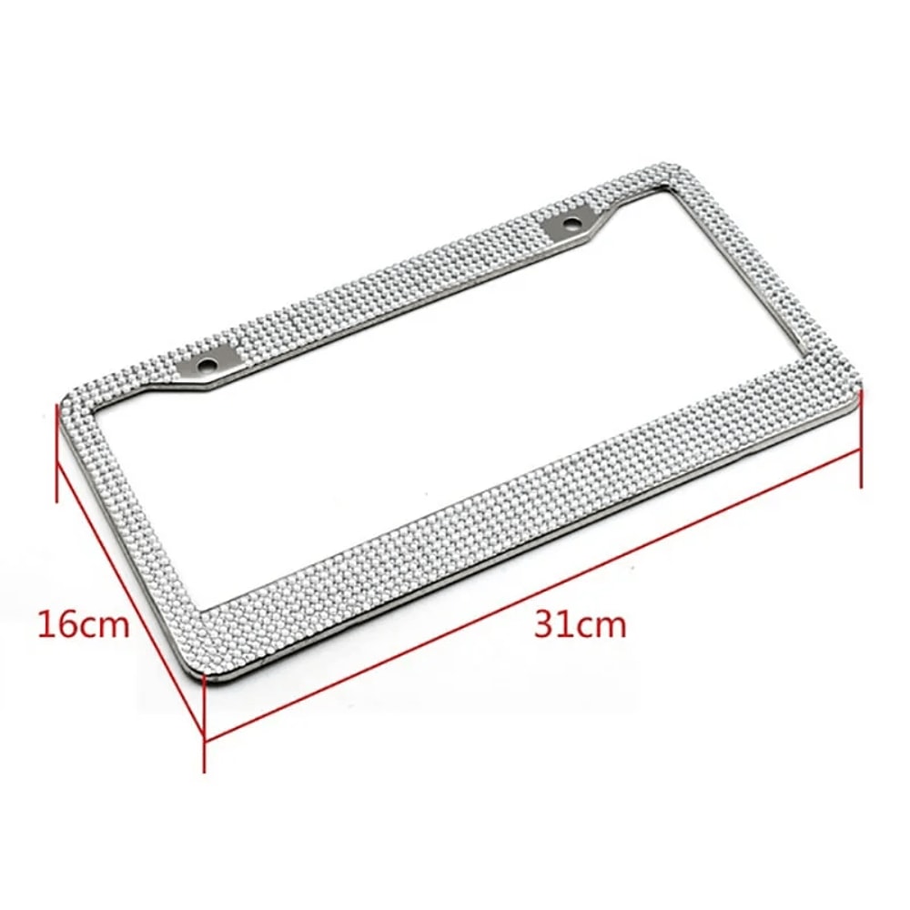 Bling License Plate Frame With Rhinestones Stainless Steel Sparkly Car Tag Holder 5