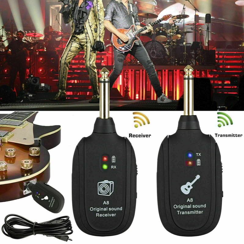 UHF Wireless Guitar System Rechargeable Transmitter Receiver For Electric Guitar And Bass 2