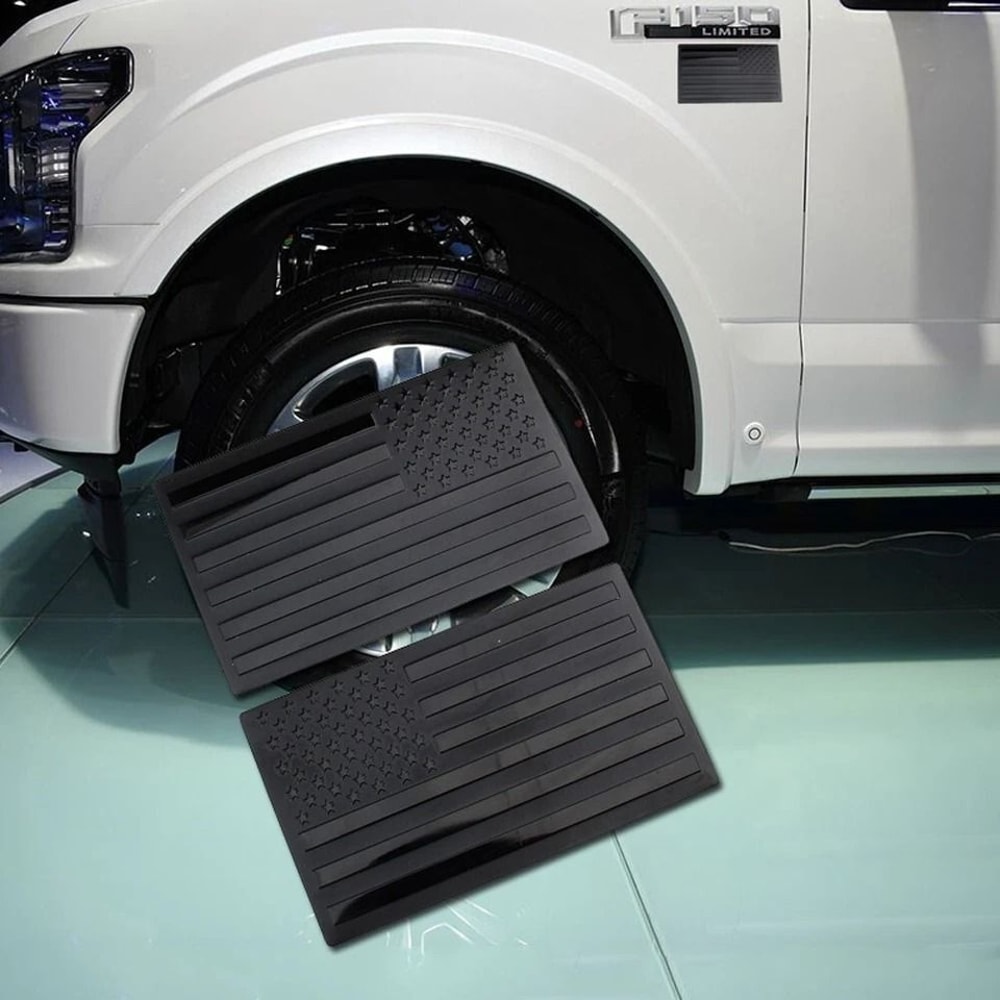 Black American Flag Emblem Metal Car Truck Fender Decals 1