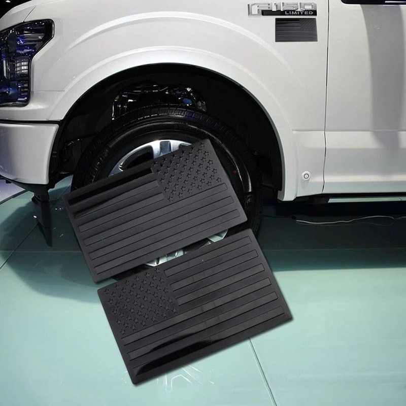 Black American Flag Emblem Metal Car Truck Fender Decals 1