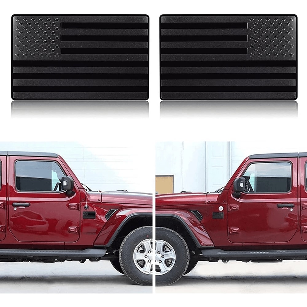 Black American Flag Emblem Metal Car Truck Fender Decals 5