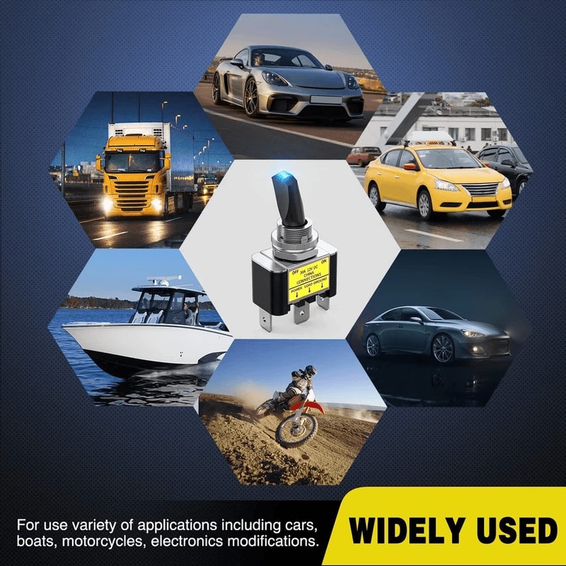 Rocker Switch Blue LED Pin Marine Car Boat ATV 9