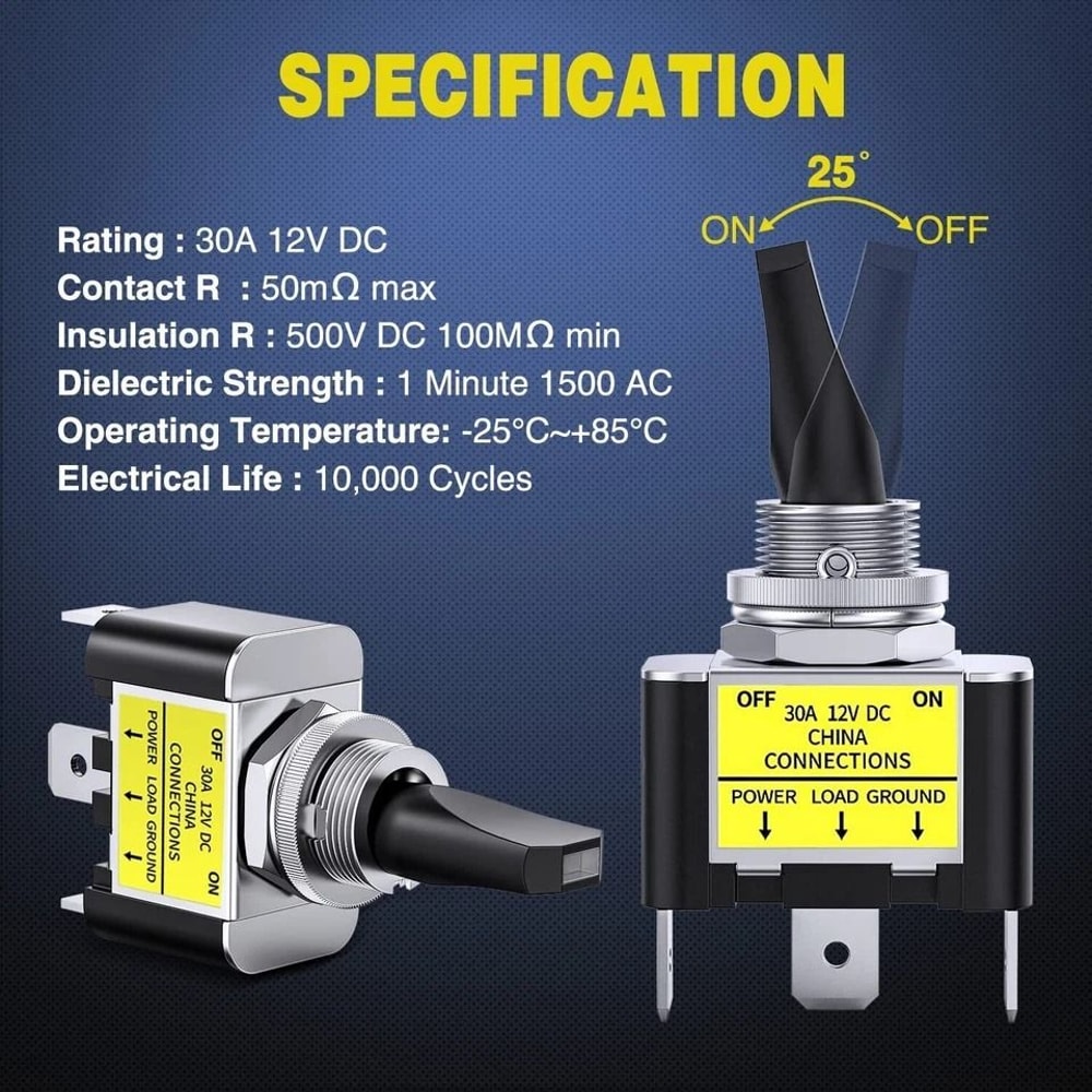 Rocker Switch Blue LED Pin Marine Car Boat ATV 2