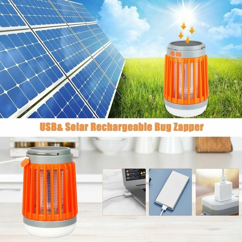 Solar Mosquito Killer Lamp USB Rechargeable Outdoor Bug Zapper 6
