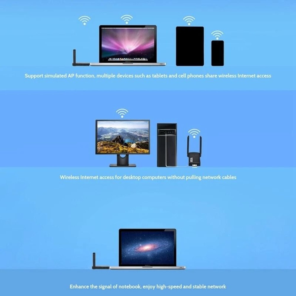 USB WiFi Adapter Dual Band Dongle For PC And Laptop 8