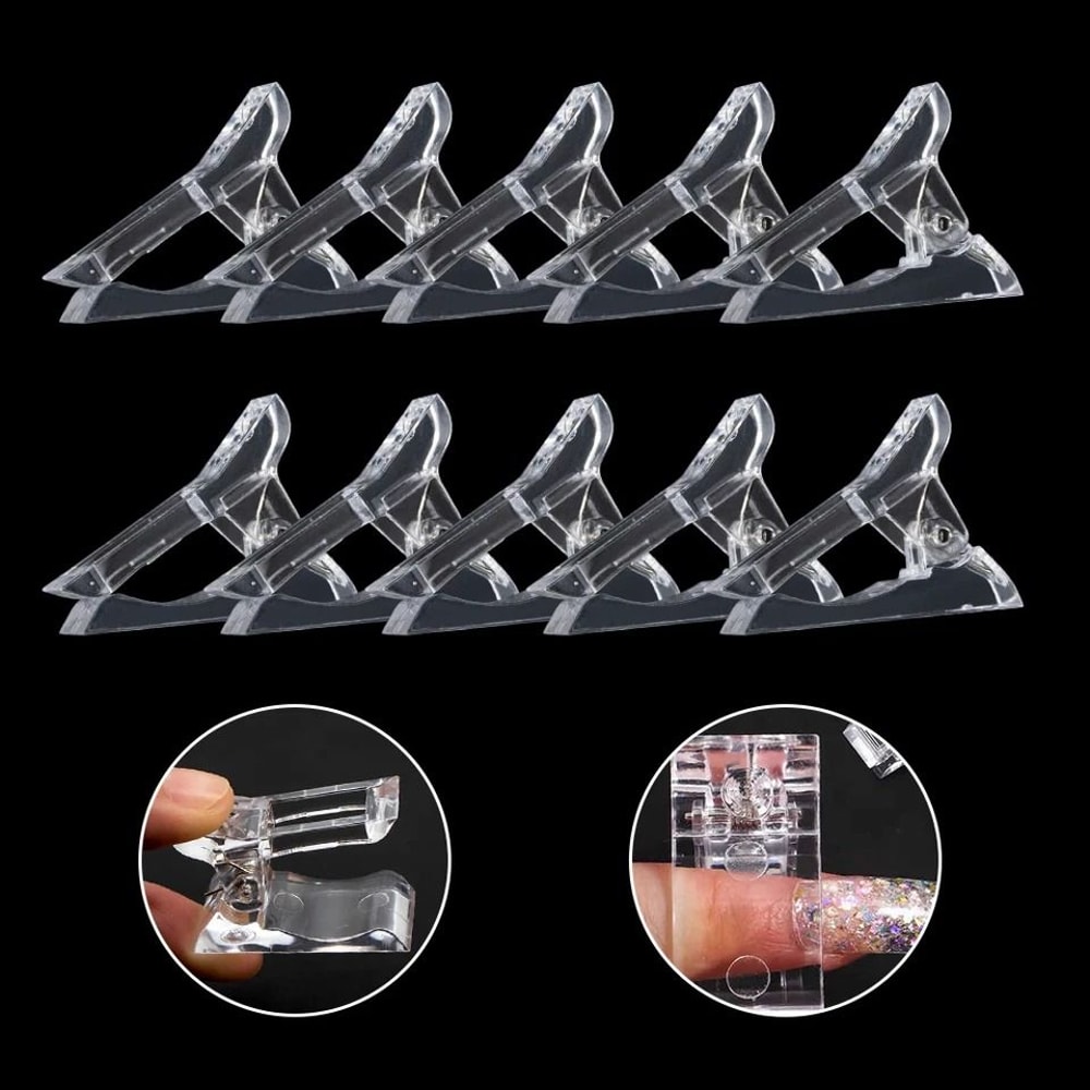 Polygel Nail Clips Clear Nail Extension Clips For Builder Gel And Dual Forms 8