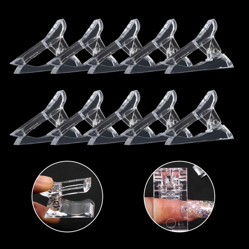 Polygel Nail Clips Clear Nail Extension Clips For Builder Gel And Dual Forms 8