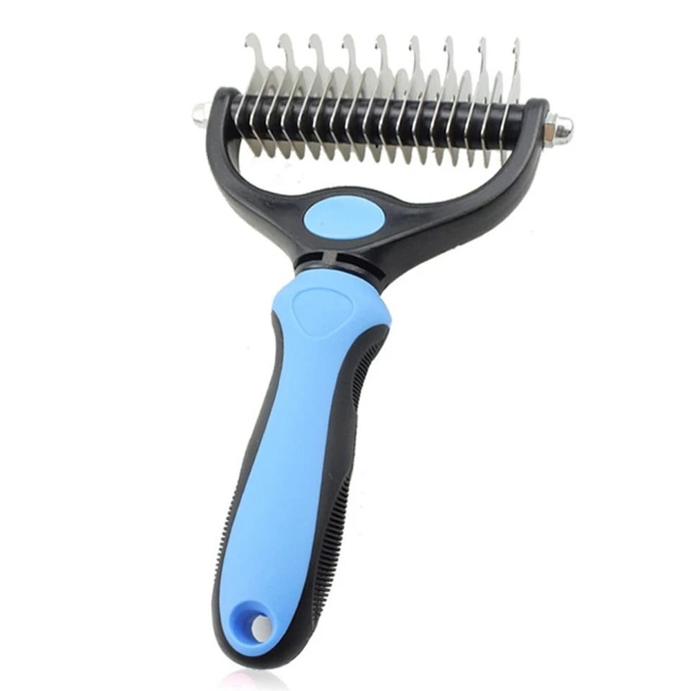 DoubleSided Dog Brush For Shedding And Dematting Undercoat Rake For Dogs And Cats 0