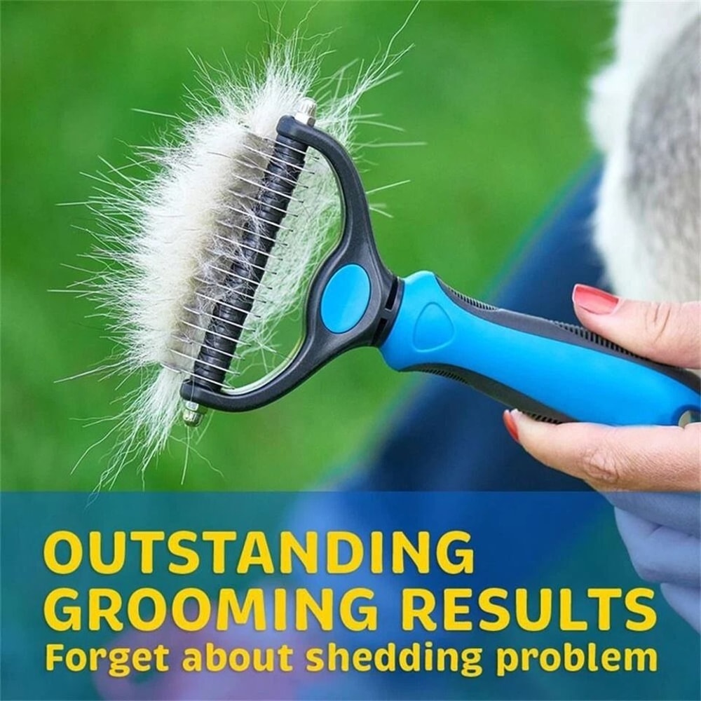 DoubleSided Dog Brush For Shedding And Dematting Undercoat Rake For Dogs And Cats 2