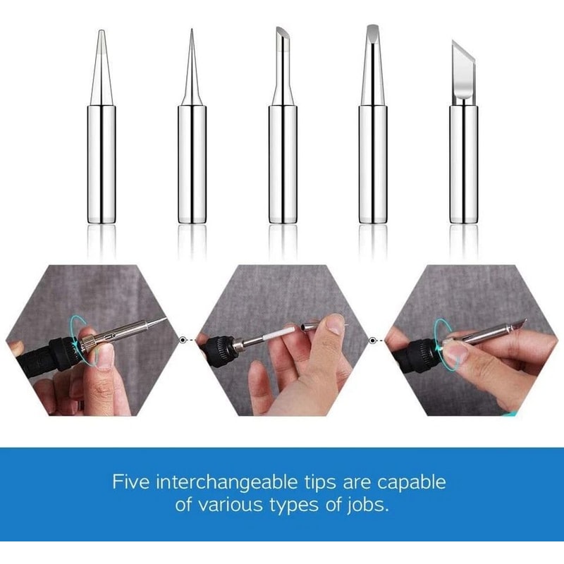 Soldering Iron Kit Adjustable Temperature Electronics Repair Tool With Tips And Solder Wire 3