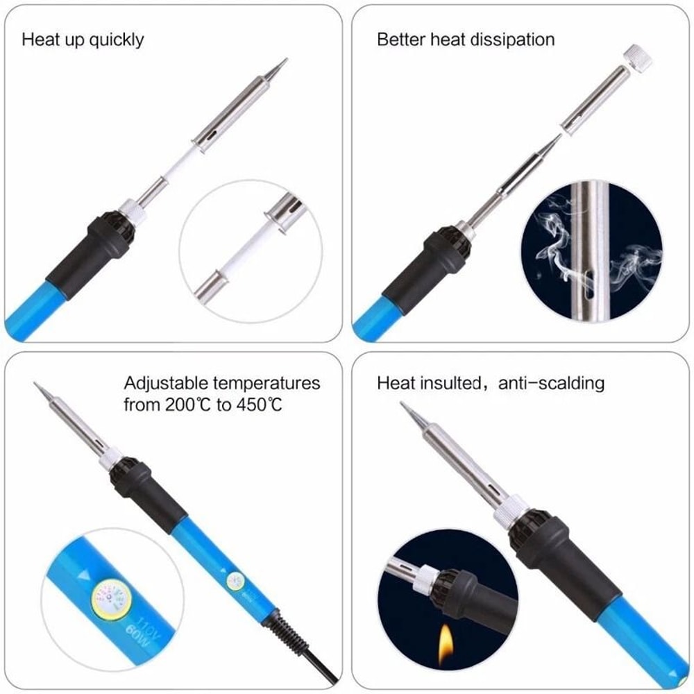 Soldering Iron Kit Adjustable Temperature Electronics Repair Tool With Tips And Solder Wire 5
