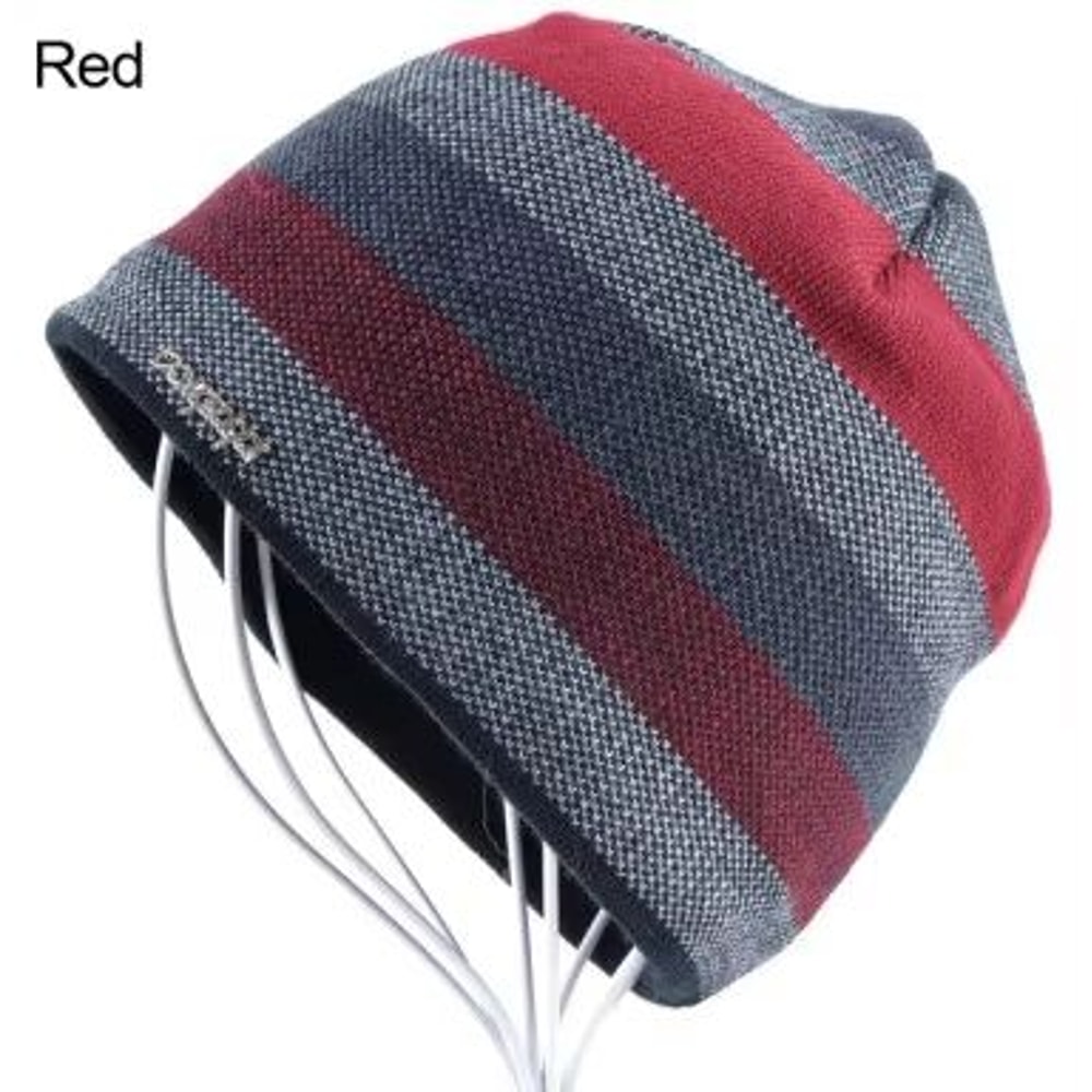 Knitted Wool Hat Mens Skullies Hat Winter Beanie Bonnet Thicker Stripe Skis Sports Beanies Plus Vel