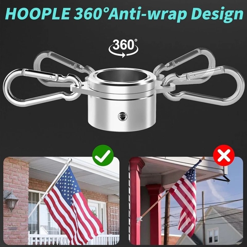 Flag Pole Rings Anti Wrap Spinning Flag Pole Clips Swivels 2