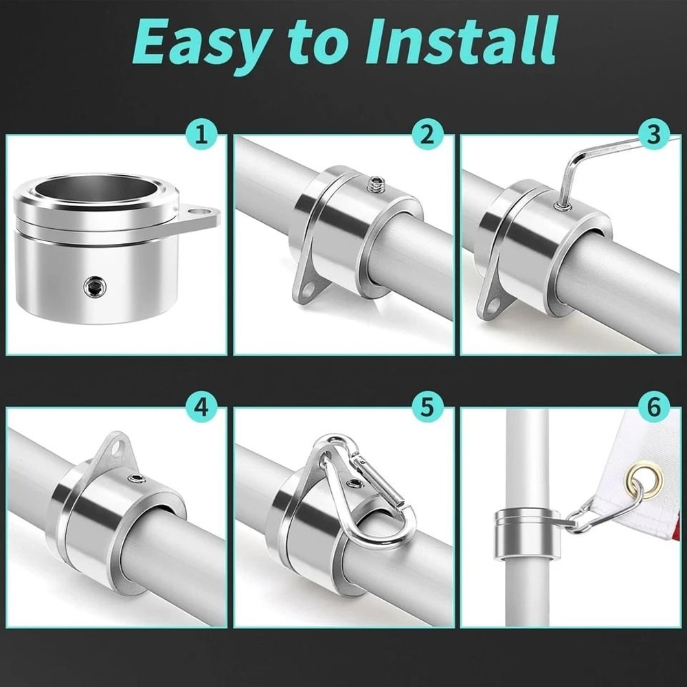 Flag Pole Rings Anti Wrap Spinning Flag Pole Clips Swivels 6