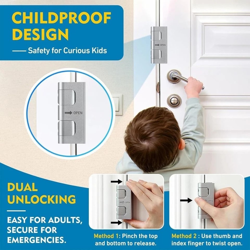 Door Reinforcement Lock Home Security Door Lock Child Proof AntiKick Front Door Guard 2