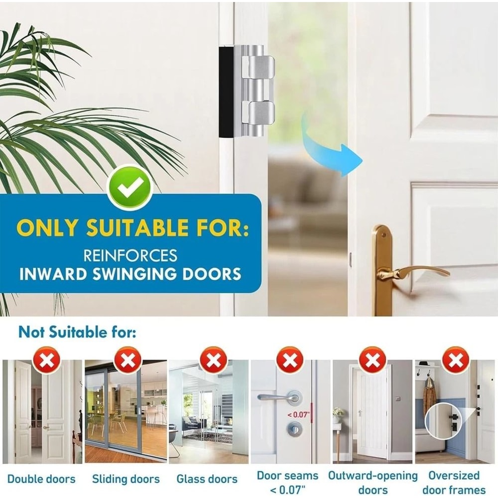 Door Reinforcement Lock Home Security Door Lock Child Proof AntiKick Front Door Guard 4