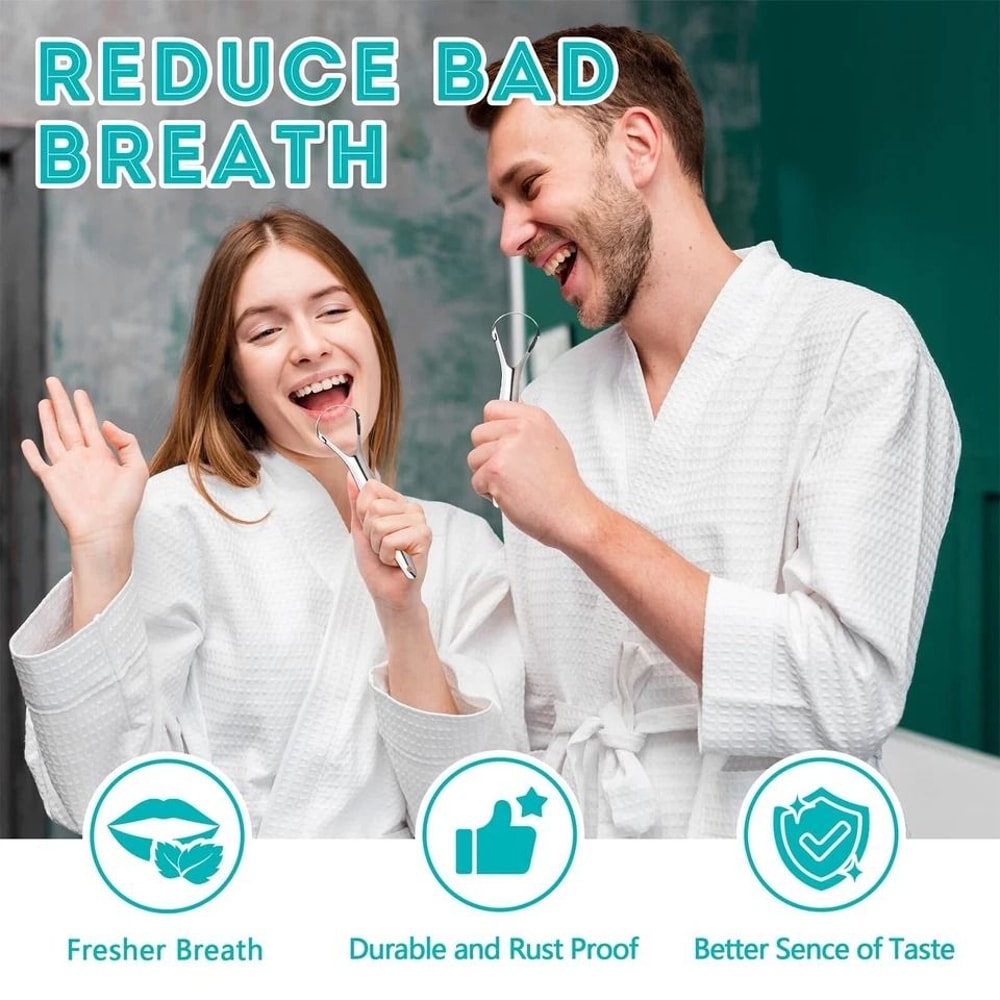 Stainless Steel Tongue Scraper For Adults Reusable Metal Tongue Cleaner 1