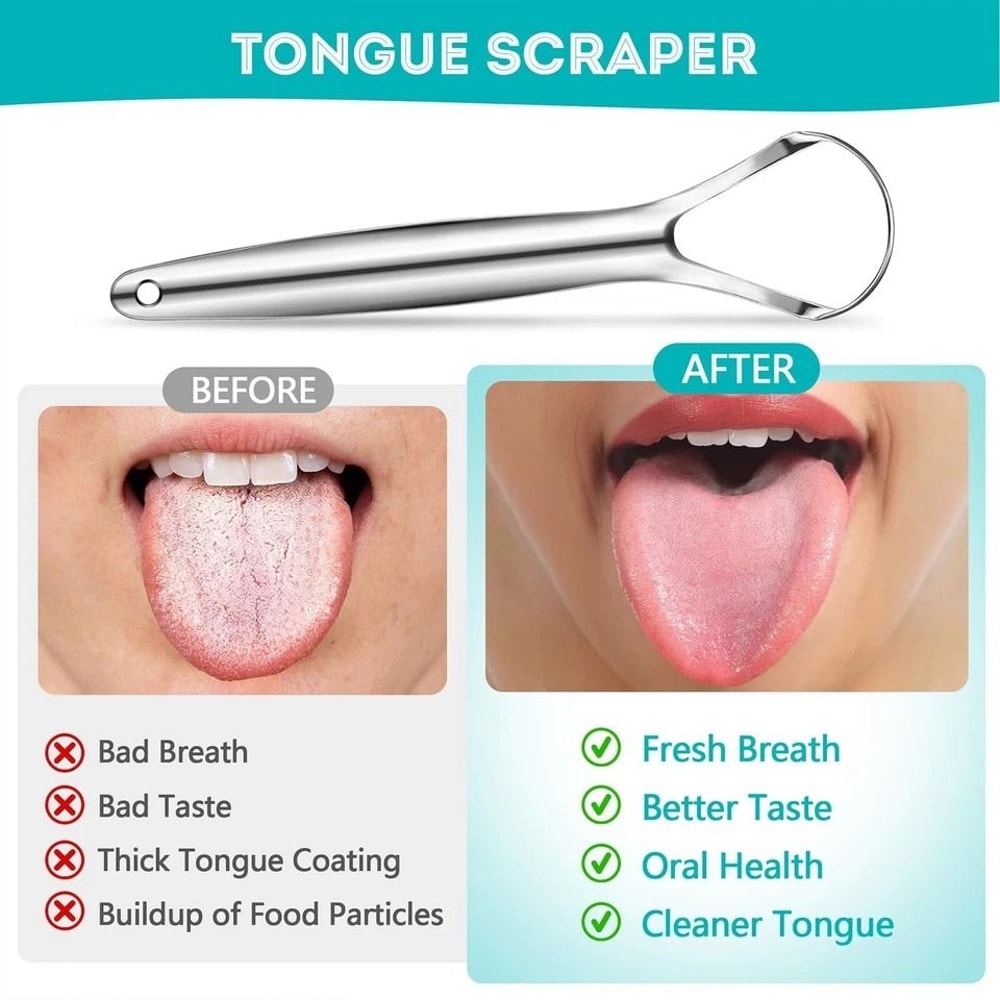 Stainless Steel Tongue Scraper For Adults Reusable Metal Tongue Cleaner 4