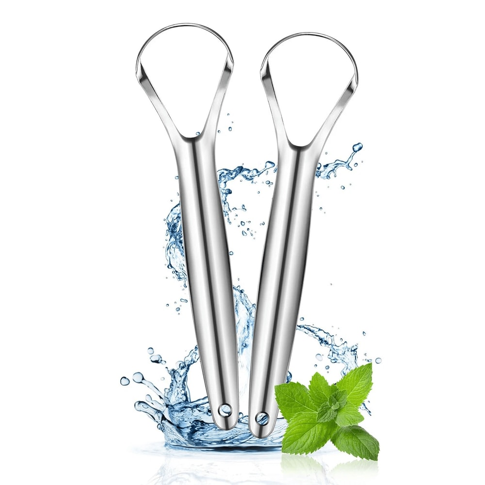Stainless Steel Tongue Scraper For Adults Reusable Metal Tongue Cleaner 0
