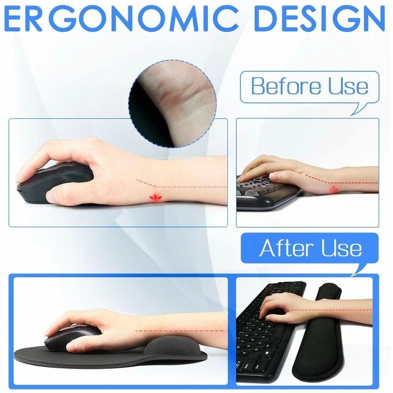 Ergonomic Memory Foam Wrist Rest Set For Keyboard And Mouse Support 3