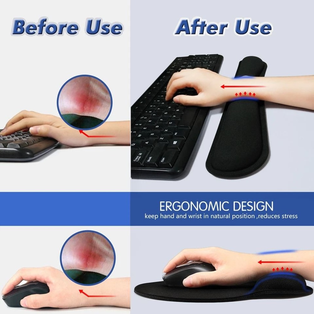 Ergonomic Memory Foam Wrist Rest Set For Keyboard And Mouse Support 5