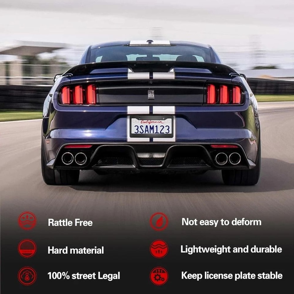 Widened Matte Black License Plate Frame Universal Car Plate Holder Kit 5