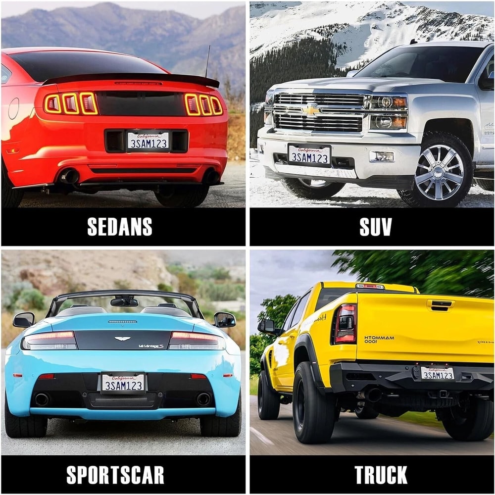 Widened Matte Black License Plate Frame Universal Car Plate Holder Kit 7