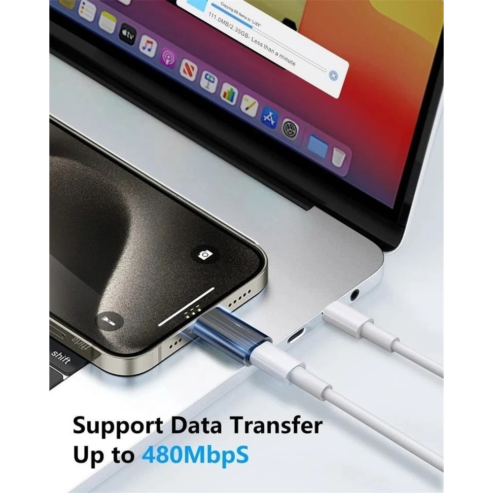 Lightning To USB C Adapter For IPhone Fast Charging Data Sync Converter 2