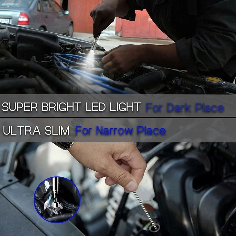 Magnet Pickup Stick Tool Telescoping LED Light Grabber Extend 5