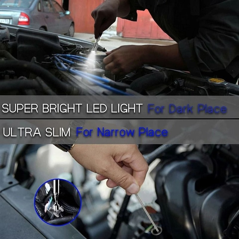 Magnet Pickup Stick Tool Telescoping LED Light Grabber Extend 5
