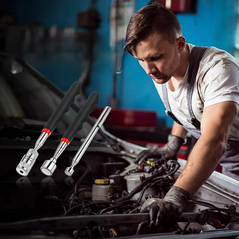 Telescoping Magnetic Pickup Tool Set With LED Light And Extendable Magnet Stick 0