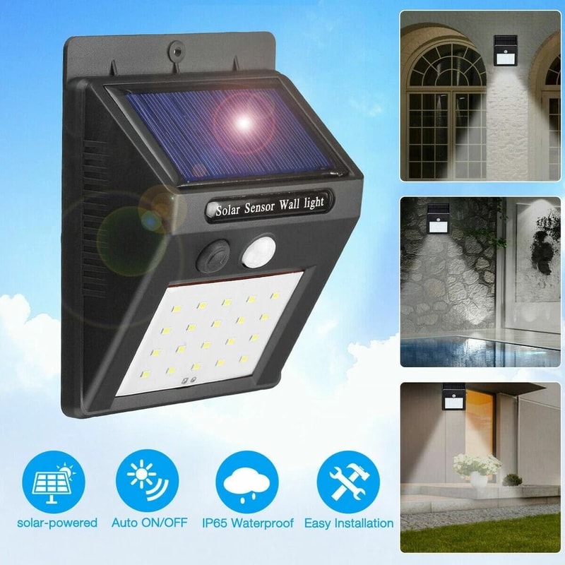 Solar Motion Sensor Wall Lights Outdoor Waterproof LED Security Lamps 3