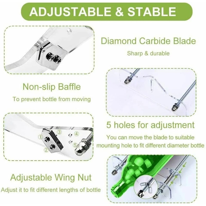 Adjustable Glass Bottle Cutter Kit For Wine Beer Bottles DIY Upcycling Craft Tool 6