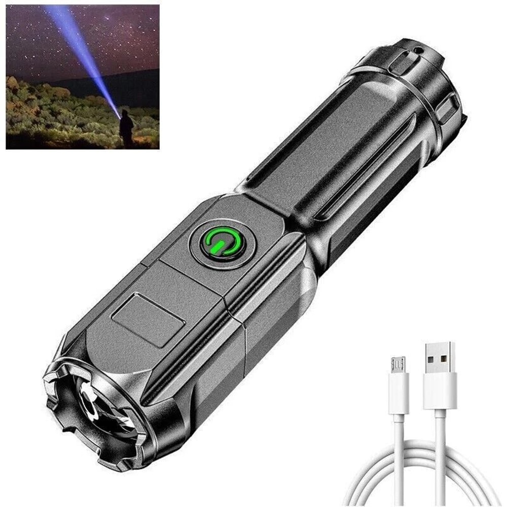 Rechargeable Tactical LED Flashlight With Zoom Focus For Camping And Emergency Use 3