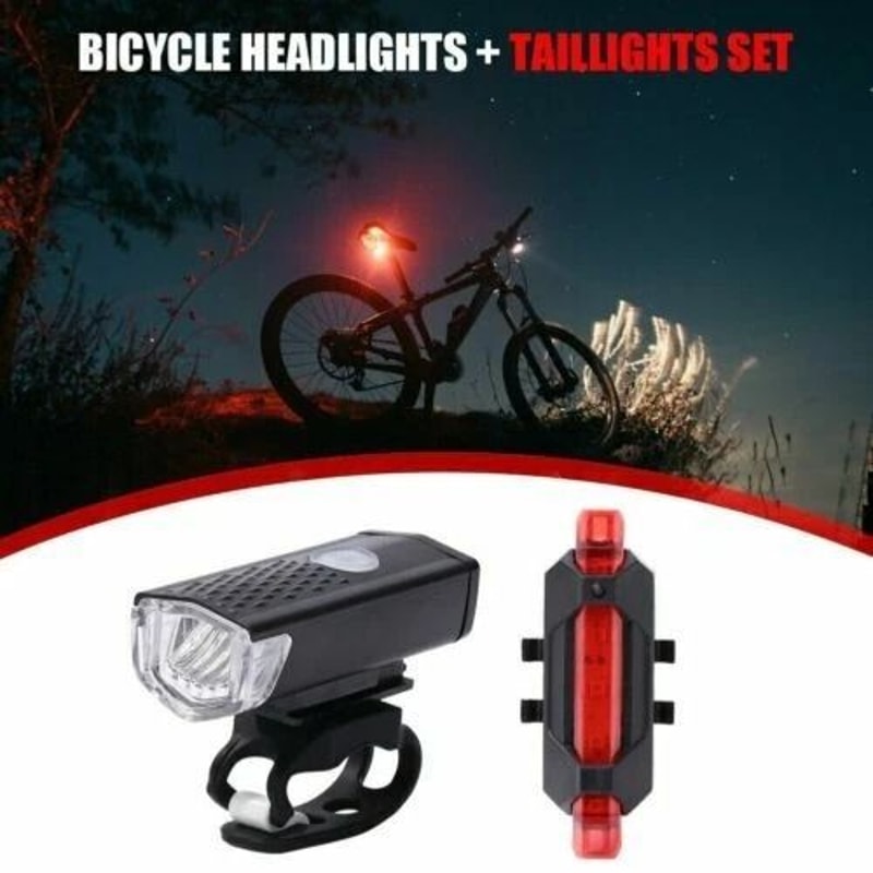 USB Rechargeable Bike Light Set Front And Rear Waterproof LED Bicycle Lights For Night Riding 2