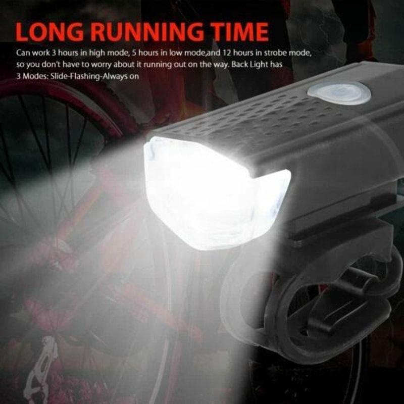 USB Rechargeable Bike Light Set Front And Rear Waterproof LED Bicycle Lights For Night Riding 5