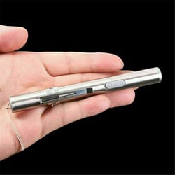 usb rechargeable pen light stainless steel led pocket flashlight with clip