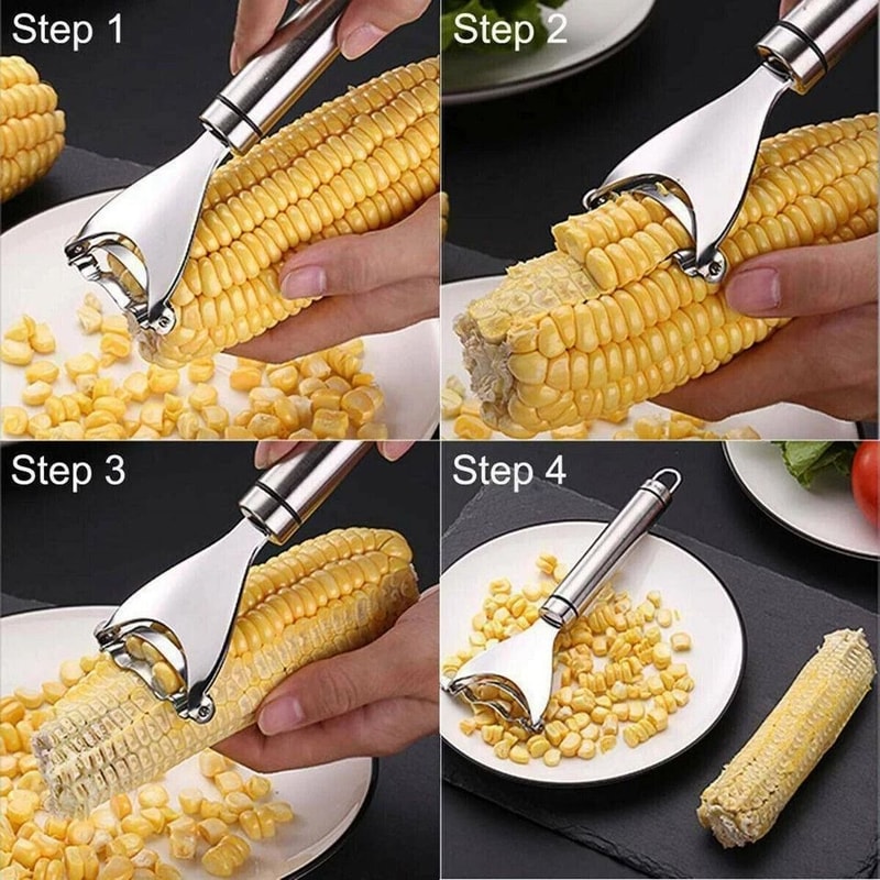 Stainless Steel Corn Cob Stripper ToolCorn Peeler Tool Kitchen Corn Cutter 4