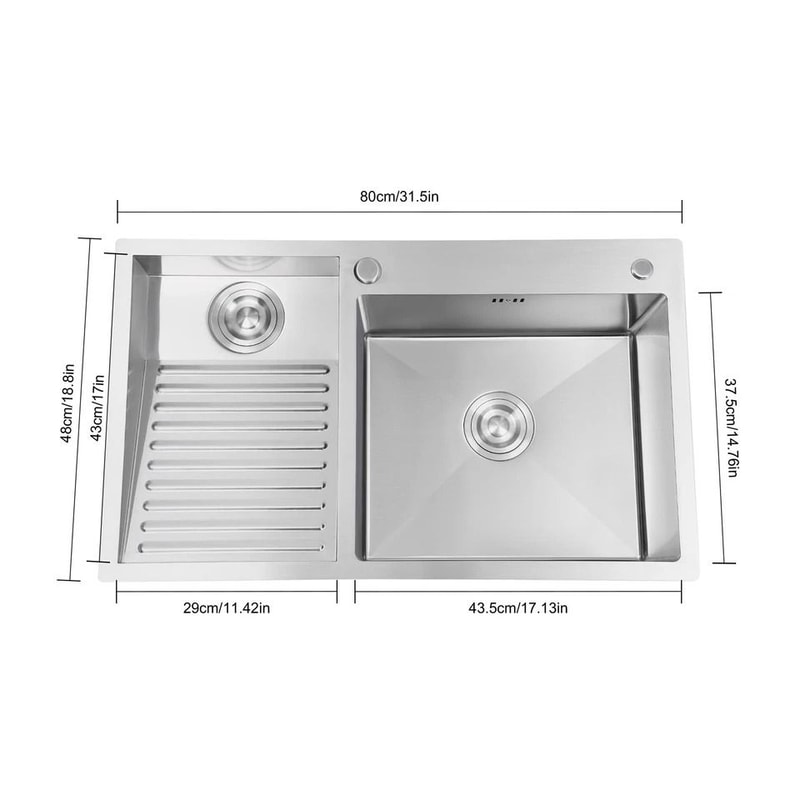 Stainless Steel Laundry Sink With Washboard Dual Basin Utility Sink For Laundry Room 3