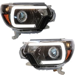projector headlights with led drl bar black housing pair