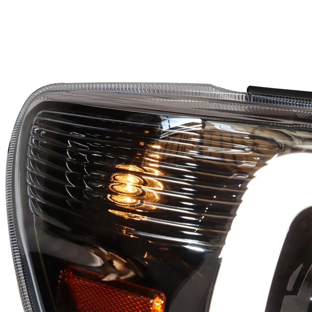 Projector Headlights With LED DRL Bar Black Housing Pair 5