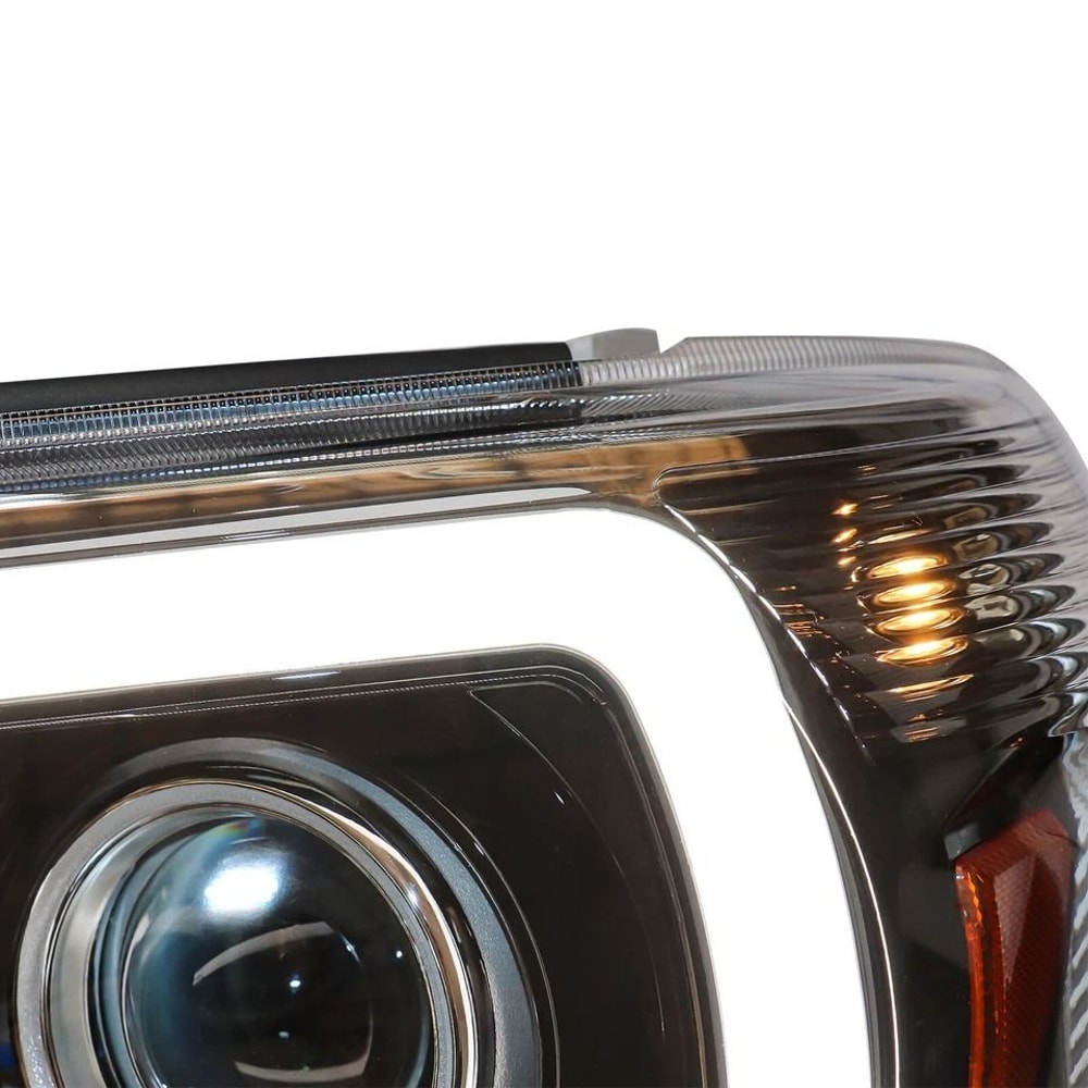 Projector Headlights With LED DRL Bar Black Housing Pair 6