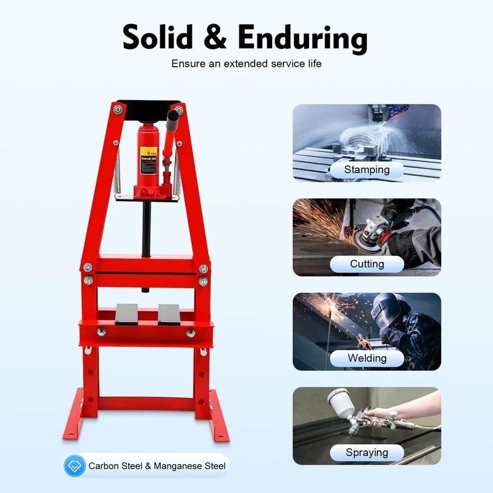 Hydraulic Shop Press With Adjustable Work Bed For Garage Bearing And Bushing Jobs 1