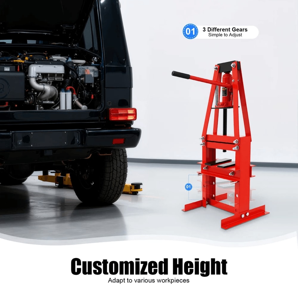 Hydraulic Shop Press With Adjustable Work Bed For Garage Bearing And Bushing Jobs 4