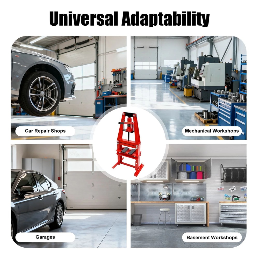 Hydraulic Shop Press With Adjustable Work Bed For Garage Bearing And Bushing Jobs 7