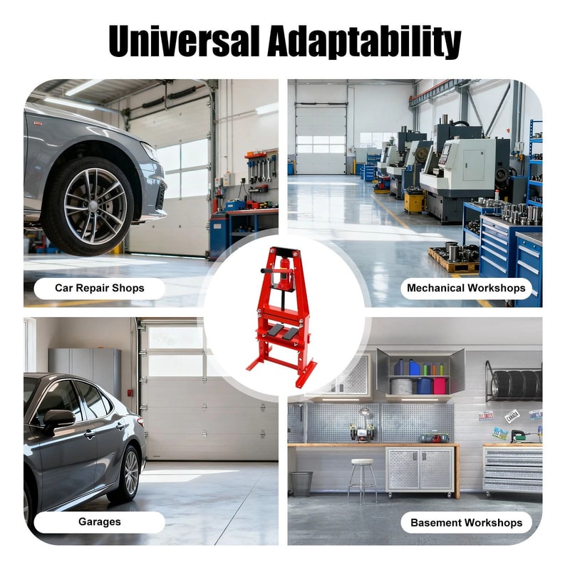 Hydraulic Shop Press With Adjustable Work Bed For Garage Bearing And Bushing Jobs 7