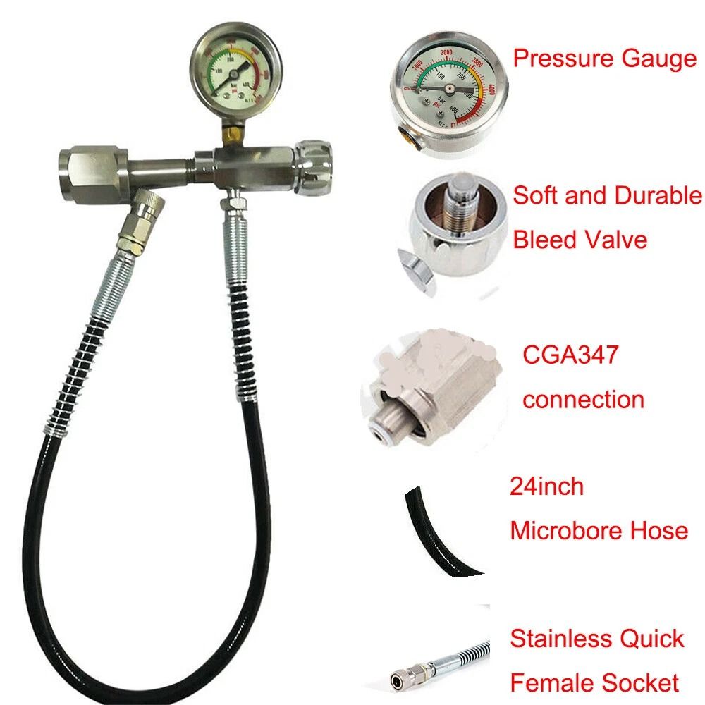 Fill Station Air Tank Charging Adapter With Microbore Hose 10